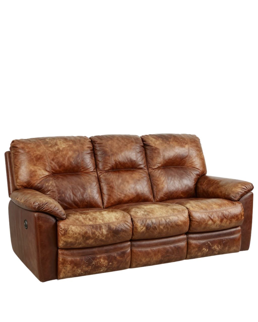 Leather sofa before restoration, faded